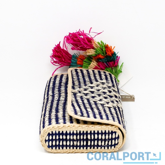 Mar Y Sol Dalia Raffia Clutch, Navy - Picture 4 of 6